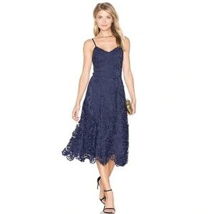 Alice and Olivia Navy Midi fit-and-flare crochet-lace dress in Navy sz 4